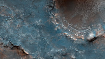 火星、 ニリ・フォッサ、 カラフルな表面、 強化された色、 衝撃クレーター、 層状構成、 古代の火星、 高層、 アリゾナ大学、 地質学、 風景