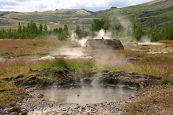 gejser, island, damp, landskab, hed, vulkansk, tabte steder, varme kilder, geotermisk