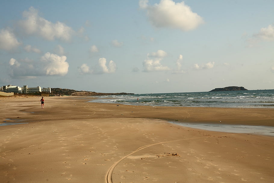 pobřeží, pláž, vln, tropický, Vietnam, muine, oceán, moře, písek, krajina, horizont