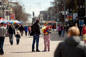 nizhny novgorod, procházky, pokrovka, lidé, pouliční umělec, klaun, ulice