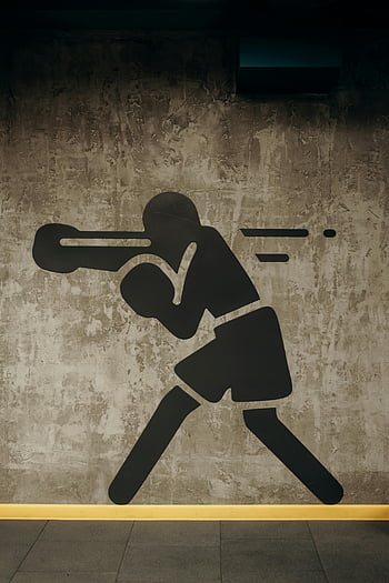 Boxerská nástěnná malba, Urban Gym, betonové zdi, Ilustrovaný boxer, nástěnné umění, Boxerské umění, tělocvična nástěnná malba, městského umění, Boxerská silueta, tělocvična zeď, Ilustrace boxu