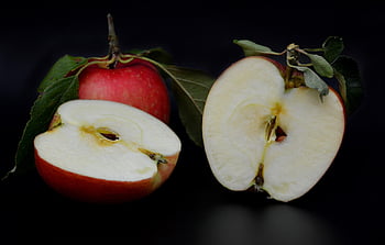 apples, red Apple, fruit, fresh, harvest, hd Background, fruit Background, black Background, apple, half Apple, average