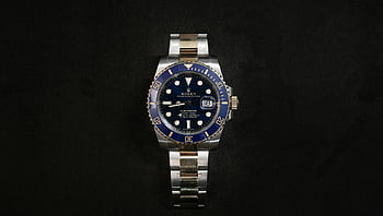 Luxusní Rolex, náramkové hodinky, detailní záběr, černé pozadí, watchx hodinky, modrý ciferník, nerezová ocel, luxusní hodinky, špičkové hodinky, elegantní design, Přesné hodinky