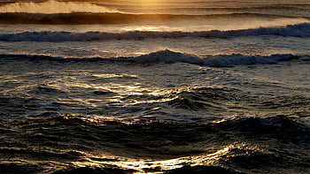sunset, waves, nature, sea, ocean, water, sunlight, sunrise, dusk, dawn, seascape