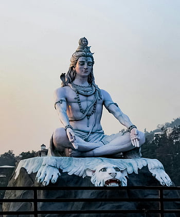 statue de shiva, rishikesh, crépuscule, paix divine, sérénité, Inde, spirituel, méditation, tigre, sculpture, hindouisme
