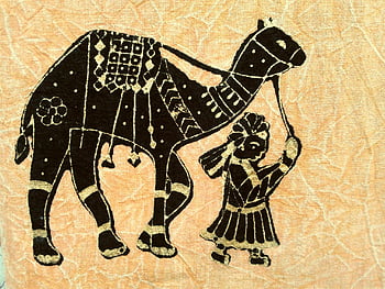 Illustration de chameau, textile vintage, noir et blanc, l'art traditionnel, Figure Leader Camel, motif décoratif, art culturel, art folklorique, design textile, Camel Art, illustration de la figure