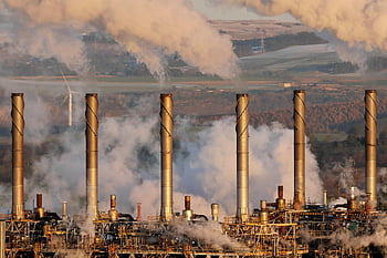 Industrie, Petroleum, Schornsteine, Ethylen, Fraktionierung, Mossmorran, Schottland, fife, Verschmutzung, Großbritannien, Vereinigtes Königreich