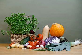 fresh vegetables, wooden table, vibrant display, tomatoes, squash, parsley, variety, healthy food, natural produce, organic, harvest