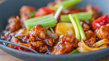 Chilli kuře, indické jídlo, Indočínský, indický, kari, pikantní, asijský, hakka, indochine, chilli, orientální