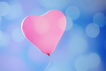 Palloncino, cuore, volante, Paradiso, amore, rosa, palloncino cuore, decorazione, avvicinamento, Fedele a, soffio
