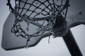 basketball, panier de basket, anneau de basket, vieux, sport, net, terrain de basketball, noir et blanc