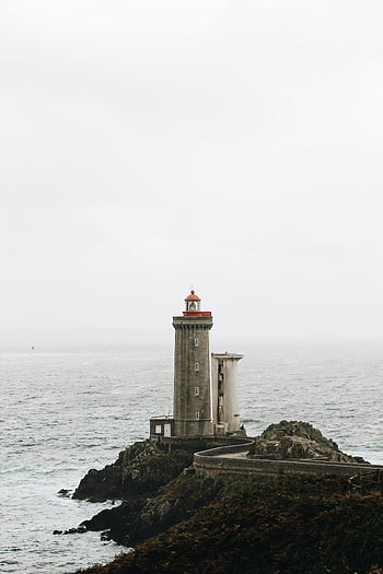 faro, mare, giorno, costa rocciosa, Oceano nebbioso, acqua tranquilla, scenario costiero, vista sull'oceano, fotografia del faro, paesaggio marittimo, faro costiero