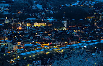 town, night, winter, village, season, north Rhine Westphalia, attendorn