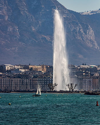 switzerland, geneva, nature, lake, landscape, sailboat, mountains, city, blue, the Water, boat