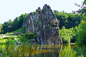 lago, Formazioni rocciose, natura, montagne, monumento, monumento culturale, paesaggio, arenaria, meinberg corno-cattivo, Germania, Monumenti storici