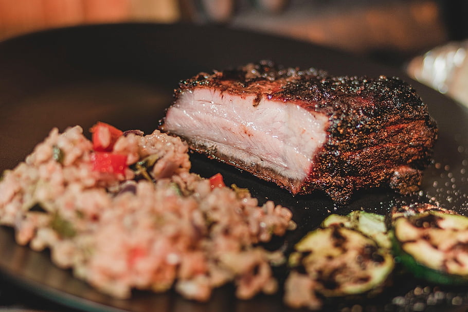 gril, jídlo, maso, Kamado, bbq, grilování, b
