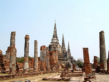 Wat Phra Si Sanphet, Ayutthaya, UNESCO World Heritage site, Thailand, ancient ruins, temple, gray and brown, historical architecture
