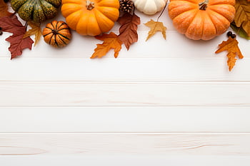 fall, flat lay, table, white wood, copyspace, pumpkins, leaves, season, autumn, festive, decor
