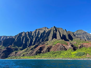 oceán, moře, pobřeží, kauai, hawaii, krajina, letní, prázdnin, napali