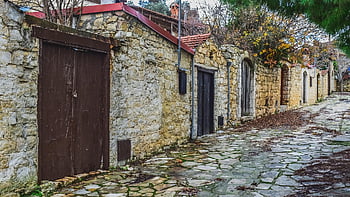 δρόμος, σπίτια, πέτρα, χωριό, αρχιτεκτονική, παλαιός, παραδοσιακός, Λόφου, Κύπρος