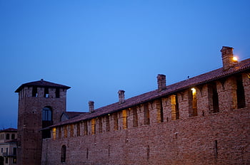 Castel, slott, konstruktion, arkitektur, fästning, murverk, historia, Italien, verona