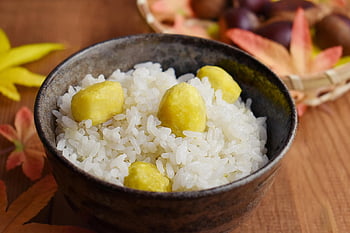 rýže, kuri gohan, japonská kuchyně, jídlo, podzim, Kaštan