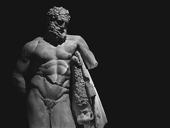 grayscale photo, Greek statue, ancient Greek, Antalya museum, black and white, sculpture, historical artifact, classical art, marble statue, cultural heritage, museum exhibit