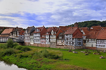 hrázděné domy, staré Město, budov, vazník, architektura, historický, domy, Německo