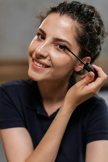 woman, mascara, eye lashes, makeup, beauty, close-up, smiling, artistry, applying, portrait, cosmetics