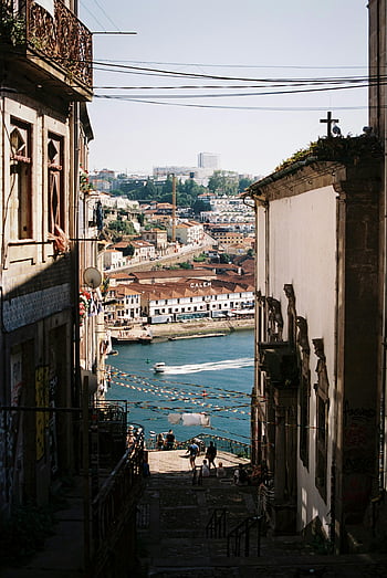 Porto Harbor, Narrow Street, Douro River, historic alley, buildings, picturesque view, Porto, historic buildings, river view, cityscape, Calem