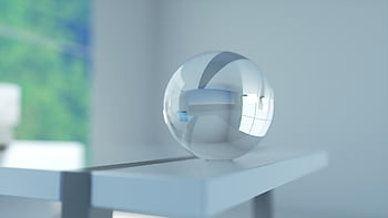 glass Orb, 3d, render, orb, glass, sphere, decoration, ball, office, globe, table