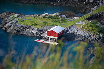 hus, hav, fiskerhus, natur, brygge, bro, bergarter, kyst