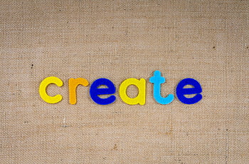 create, colorful felt letters, burlap background, creativity concept, felt letters, burlap, colorful letters, create message, creative concept, felt, letters