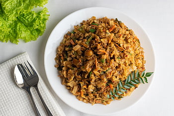 kottu, jídlo, sri lankan, kuchyně, tradiční, smažený, roti, zeleniny, pikantní, deska, stříbro