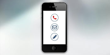 Black iPhone 4, smartphone, communication icons, call icon, email icon, messaging icon, screen display, mobile device, technology, communication apps, phone interface