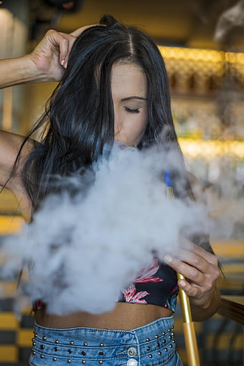 woman, smoke, smoking, pipe, hookah, shisha