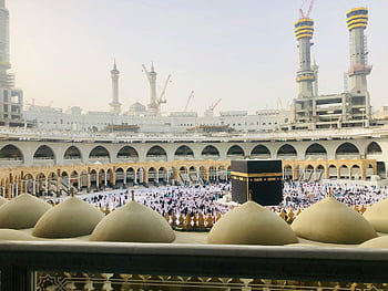 kaaba, masjid al-haram, mecca, Saudská arábie, poutníků, nádvoří, den, islámský, svaté místo, náboženský, architektura