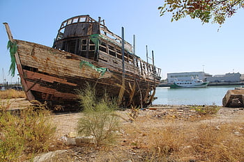 boat, motor Ship, abandoned, catamaran, river, cadiz, varadero