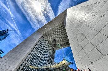 grande arche de la obrany, památník, puteaux, Francie, Evropa, architektura, moderní architektura, oblouk, grande, romantický, nebe
