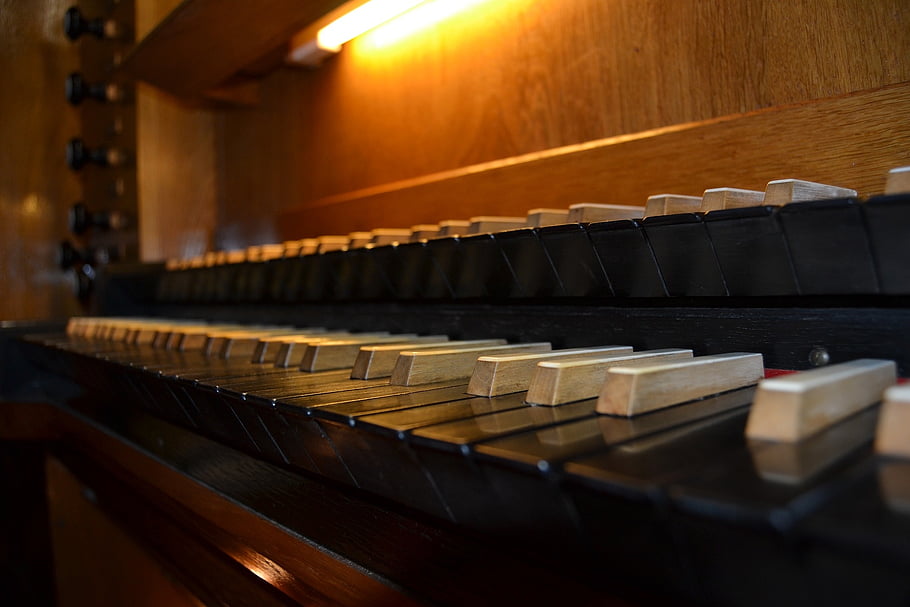 organ, keyboard, keys, church, wood, pipe Organ