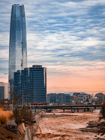 Nákupní centrum Costanera Center, santiago de chile, Santiago Skyline, costanera centrum, západ slunce, kultovní budova, panoráma města, městské krajiny, moderní architektura, Chile, Jižní Amerika