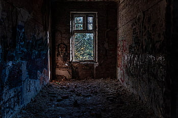 버려진, 건물, 낙서, 낡은, 유적, 부스러기, 벽, 창문, 건축물, urbex