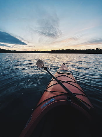 kajak, loď, pádlo, jízda na kajaku, jezero, západ slunce, ostrov, klidný, Příroda, sport, relaxovat