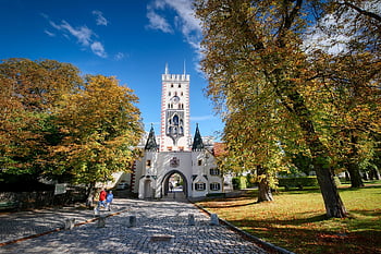 budova, věž, pevnost, městská zeď, historické centrum, městská brána, Bayerova brána, landsberg, lech, zdivo, Kaštan