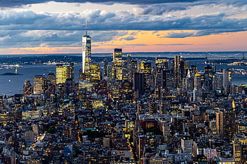 new York, city, night, light, manhattan, skyline, building, urban, evening