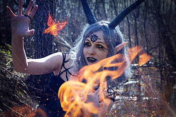 demon, horns, cosplay, woman, girl, costume, makeup, magic, witchcraft, witch, succubus