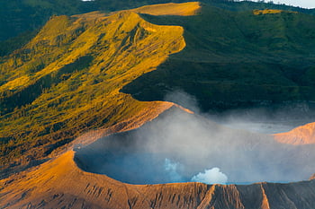 montagna, vulcano, paesaggio, Indonesia, natura, cratere, escursioni a piedi, Asia, bromo, mattina, picco