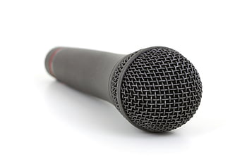 černý mikrofon, detail, audio zařízení, bílé pozadí, mikrofon, Zvuk, zařízení, témat, Černá, zblízka, bílý