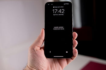 hand holding phone, smartphone, motivational quote, Hard Work Forever Pays, close-up, inspirational message, motivational, phone display, hand, quote, inspirational