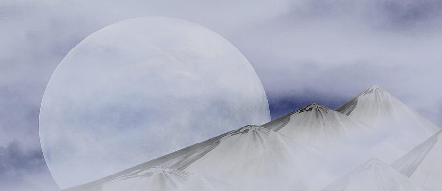 mountains, moon, foggy, planet, clouds, globe, fantasy, space, solar System, outer Space, sphere